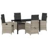 vidaXL Tuin eettafelset 5 st Lichtgrijs poly rattan