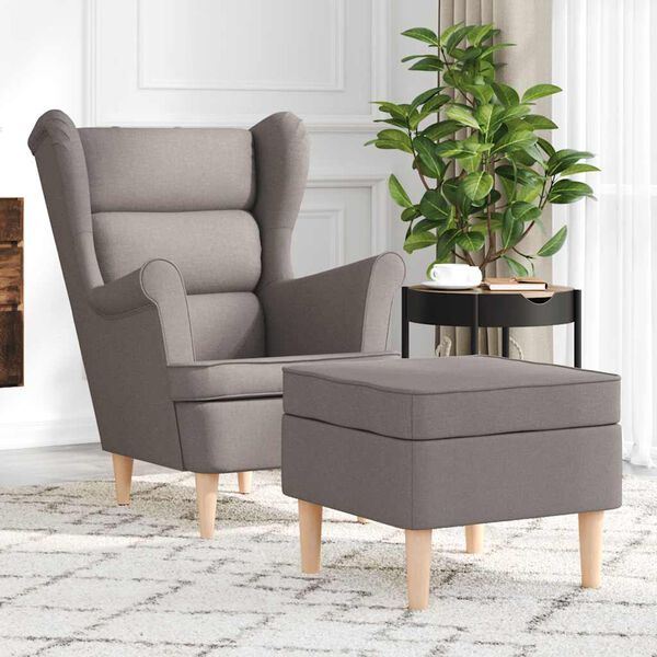 vidaXL Fauteuil met voetenbankje stof taupe