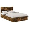 vidaXL Opslag bed met lade Gerookt eiken 135 x 190 cm Bewerkt hout