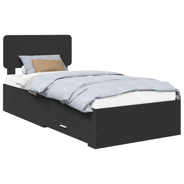 vidaXL Bedframe met hoofdeinde Zwart 100 x 200 cm Bewerkt hout