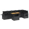 vidaXL 7-delige Loungeset met kussens poly rattan zwart