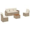 vidaXL 6-delige Loungeset met kussens poly rattan beige
