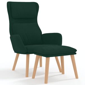 vidaXL Relaxstoel met voetenbank fluweel donkergroen