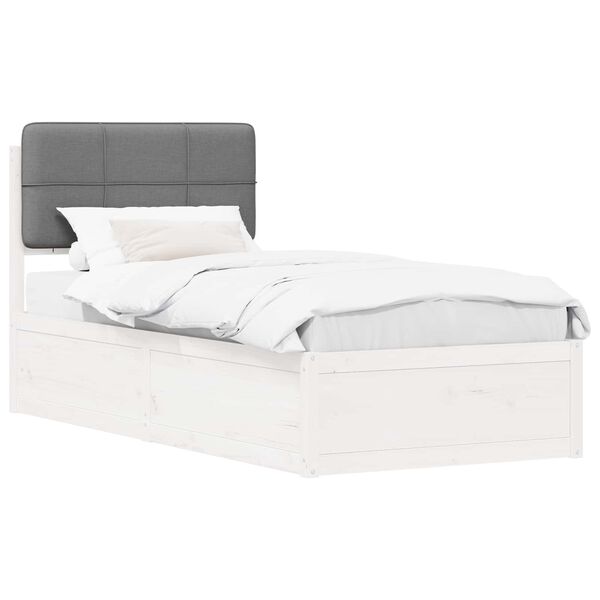 vidaXL Bedframe met Gevoerd Hoofdgedeelte Lichtgrijs 75 x 190 cm