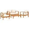 vidaXL 4-delige Loungeset met kussens massief acaciahout