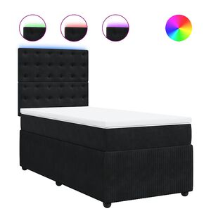 vidaXL Boxspring met matras fluweel zwart 80x200 cm