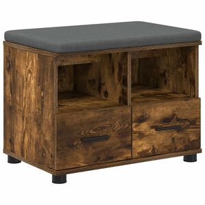 vidaXL Halbank met kussen met lade Gerookte Eik 60 x 38 x 46 cm