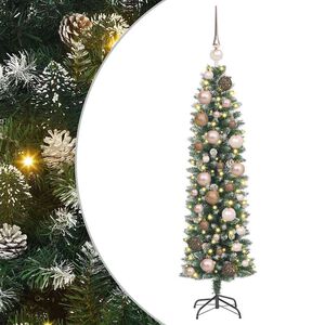 vidaXL Kunstmatige slanke kerstboom Groen en Wit 120 cm