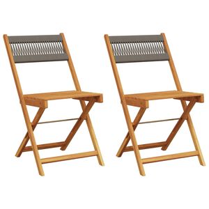 vidaXL Bistrostoelen 2 st massief acaciahout en touw grijs