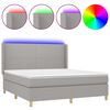 vidaXL Boxspring met matras en LED stof lichtgrijs 160x200 cm