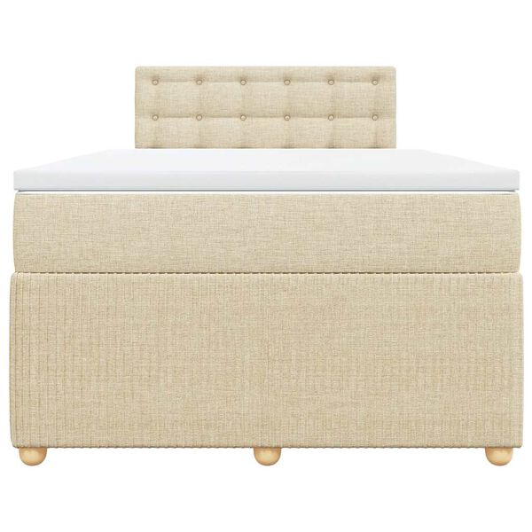 vidaXL Boxspring met matras stof cr&egrave;mekleurig 120x190 cm