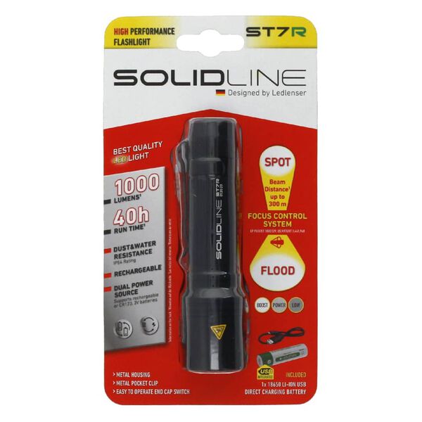 SOLIDLINE Zaklamp oplaadbaar ST7R met klem 1000 lm