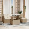 vidaXL 6-delige Loungeset met kussens poly rattan beige