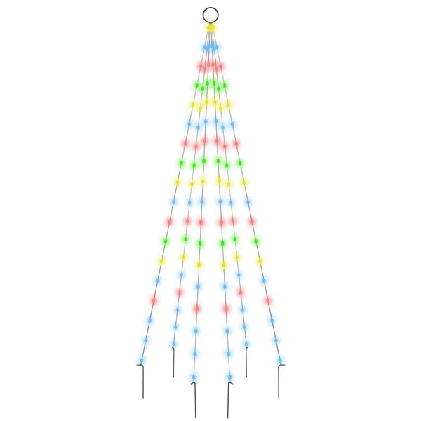 vidaXL Vlaggenmast kerstboom 108 LED's meerkleurig 180 cm