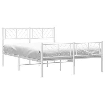 vidaXL Bedframe met hoofd- en voeteneinde metaal wit 135x190 cm