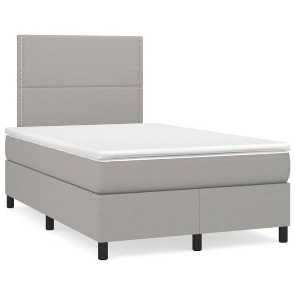 vidaXL Boxspring met matras en LED stof lichtgrijs 120x190 cm