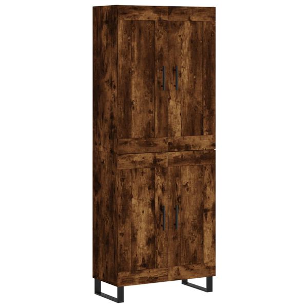 vidaXL Hoge kast 69,5x34x180 cm bewerkt hout gerookt eikenkleurig