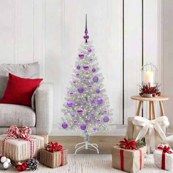 vidaXL Kerstboom met 150 LED met standaard Zilver 120 cm PET
