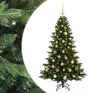 vidaXL Kunstkerstboom met kerstbal 120 cm 150 LED's Warmwit