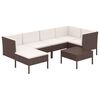 vidaXL 7-delige Loungeset met kussens poly rattan bruin