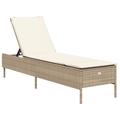 vidaXL Ligstoelen 2 st met kussens poly rattan beige