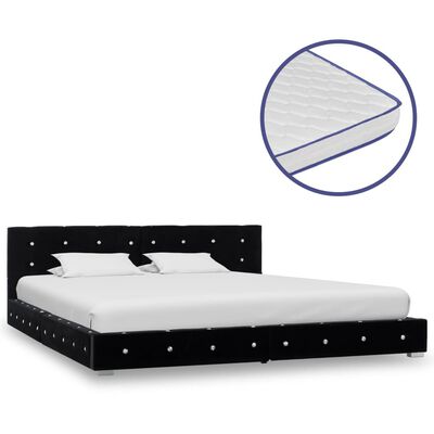 vidaXL Bed met traagschuim matras fluweel zwart cm online kopen vidaXL.be