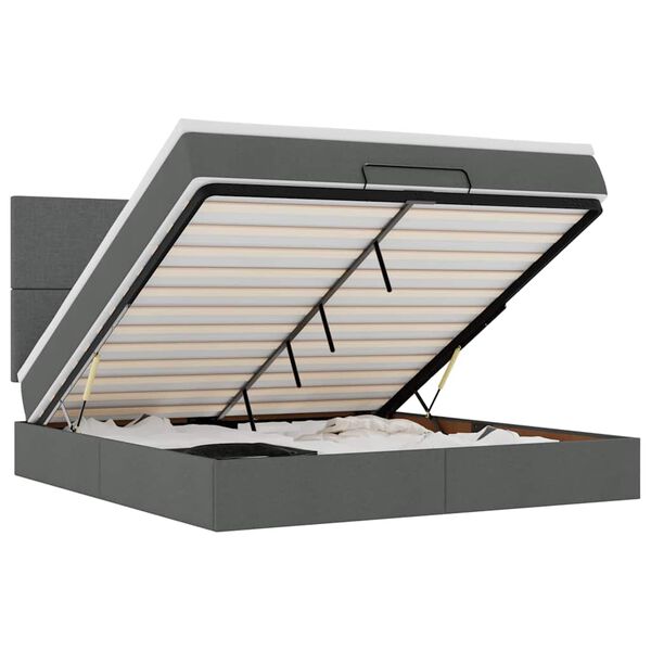 vidaXL Ottoman bed met matras en LED's 180x200cm stof donkergrijs