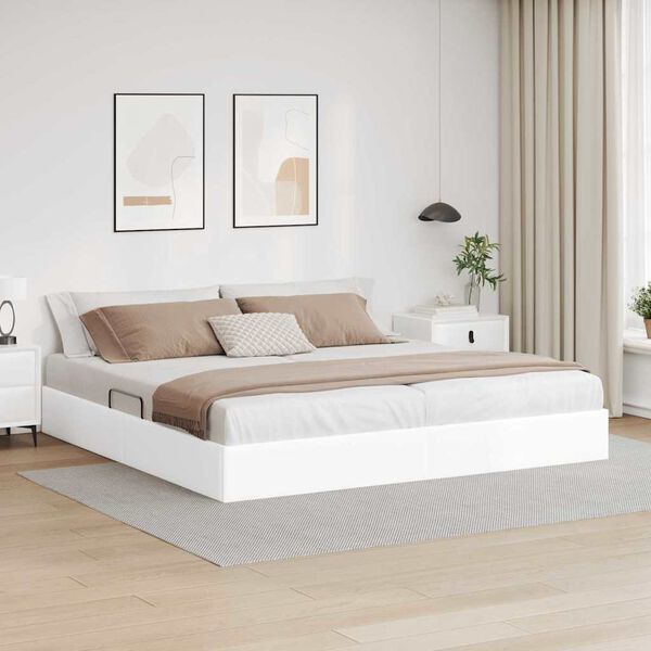 vidaXL Opslag bed met matras Puur Wit 200 x 200 cm Kunstleer