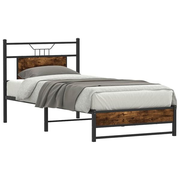 vidaXL Bedframe zonder matras hout gerookt eikenkleurig 90x190 cm