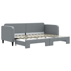 vidaXL Slaapbank met onderschuifbed 80x200 cm stof lichtgrijs