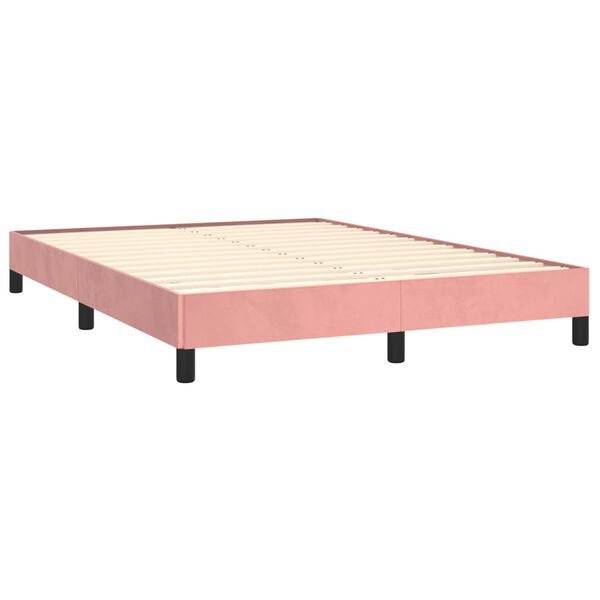 vidaXL Bedframe fluweel roze 140x200 cm
