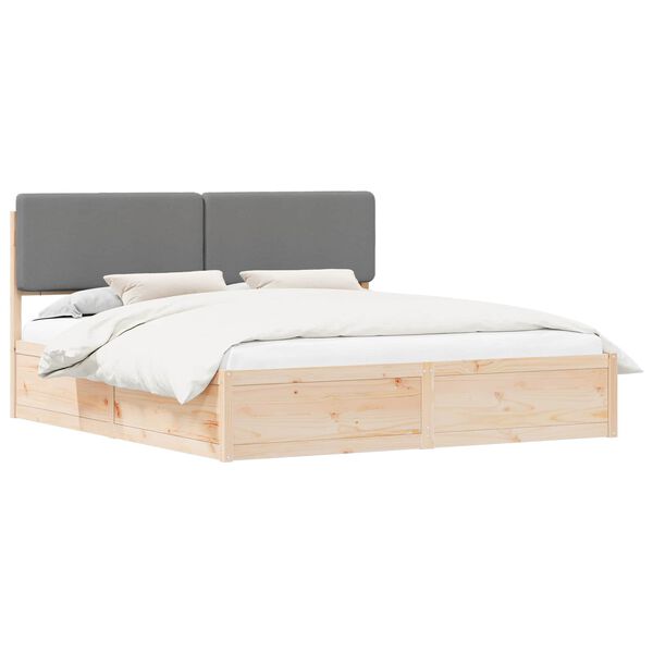 vidaXL Bedframe met Gevoerd Hoofdgedeelte Lichtgrijs 180 x 200 cm