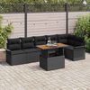 vidaXL Tuinbankenset met kussen 7 pcs Zwart poly rattan