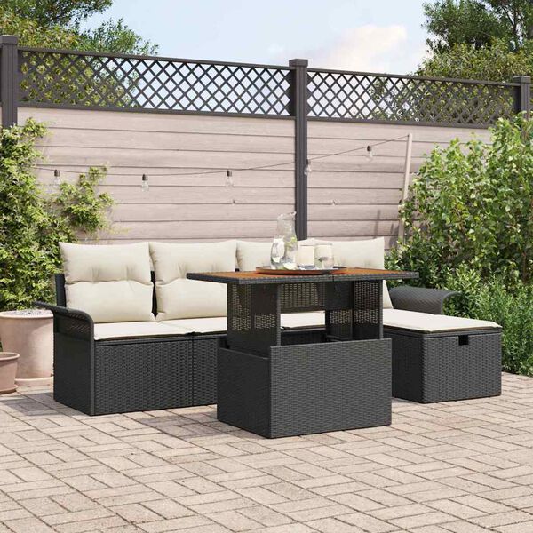 vidaXL Tuin Sofa Set 6 pcs Zwart poly rattan
