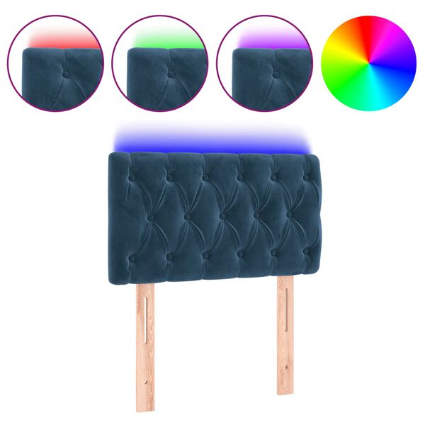 vidaXL Hoofdbord LED 80x7x78/88 cm fluweel donkerblauw