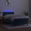 vidaXL Boxspring met matras en LED fluweel donkerblauw 90x190 cm