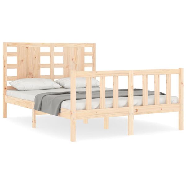vidaXL Bedframe met hoofdbord massief hout