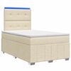 vidaXL LED Boxspring Bed met Matras Cr&egrave;mekleurig 120 x 200 cm Stof