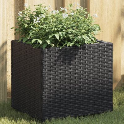 vidaXL Plantenbak 36x30x32 cm poly rattan zwart