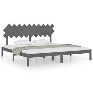 vidaXL Bedframe massief hout grijs 200x200 cm
