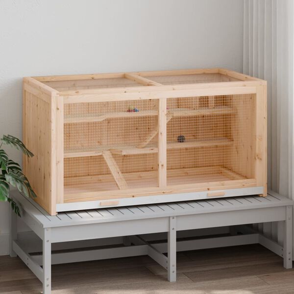 vidaXL Hamsterkooi 104x52x54 cm massief vurenhout