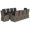 vidaXL 11-delige Tuinset met kussens poly rattan grijs