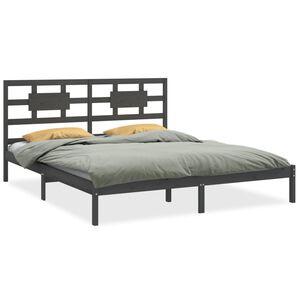 vidaXL Bedframe massief hout grijs 200x200 cm