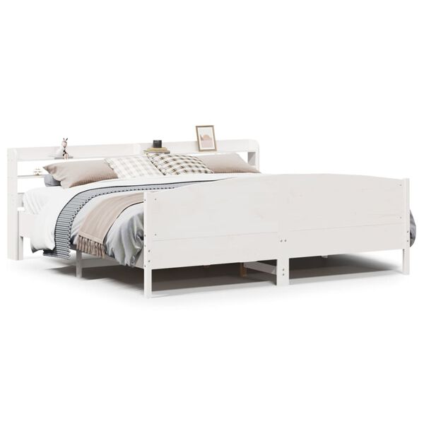 vidaXL Bedframe zonder matras massief grenenhout wit 180x200 cm