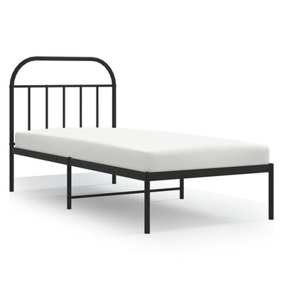 vidaXL Bedframe met hoofdbord metaal zwart 90x190 cm