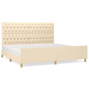 vidaXL Bedframe met hoofdeinde stof cr&egrave;mekleurig 200x200 cm
