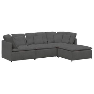 vidaXL Modulaire bank met voetenbank&kussens corduroy stof donkergrijs