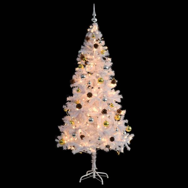 vidaXL Kunstkerstboom met verlichting en kerstballen 180 cm wit