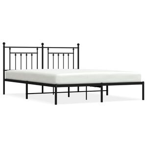 vidaXL Bedframe met hoofdbord metaal zwart 180x200 cm