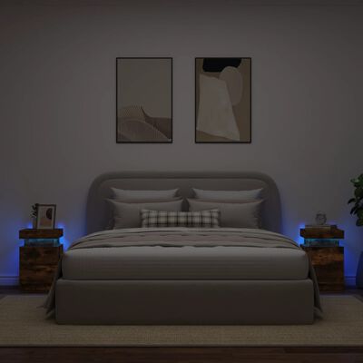vidaXL Nachtkastjes met LED-verlichting 2 st 35x39x55 cm gerookt eiken